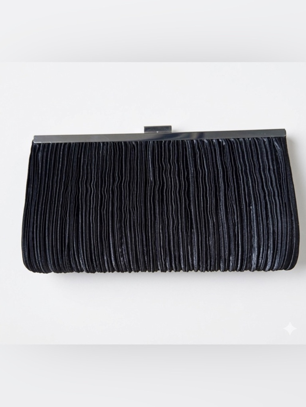 Charming Charlie Black Pleated Clutch